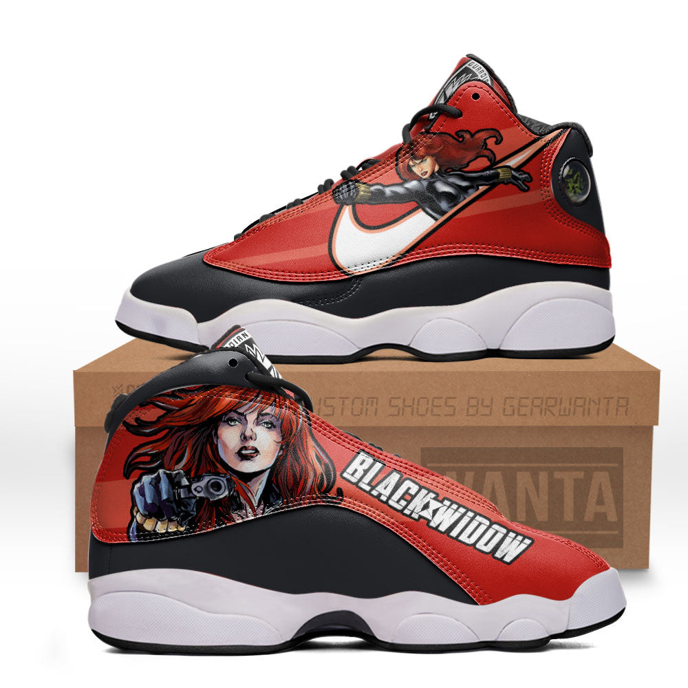 Black Widow J13s Sneakers Super Heroes Custom Shoes Grabiiva