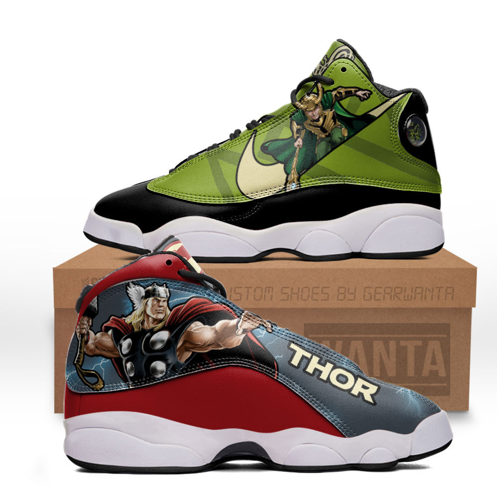 Thor vs Loki J13s Sneakers Super Heroes Custom Shoes Grabiiva